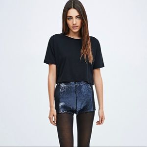 Silence + Noise Blue Sequin Shorts